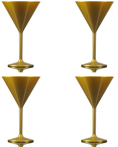 BBP Martini Glass Gold - Reusable Polycarbonate Plastic - 199ml/7oz - Pack of 4