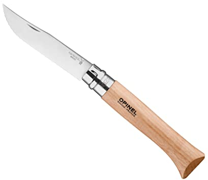 Opinel - N°12 Couteau de Poche Cranté - Lame 12 cm Acier Inox, Manche Bois de Hêtre, Usage Quotidien, Bague de Sécurité Virobloc - Fabrication Française