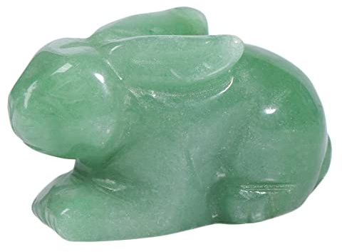 Nupuyai Grüner Aventurin Hase Figur Deko Edelstein Kaninchen Glücksbringer | 5 cm kleiner Kristallhase Deko, Taschenstein, Feng Shui, Häschen Tischdeko für Zuhause Büro, Osterhase Geschenk