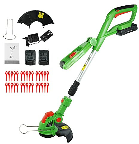 Cordless Grass Strimmer With 30 Spare Blades 2 Batteries And Charger 20V Garden Trimmer Lightweight