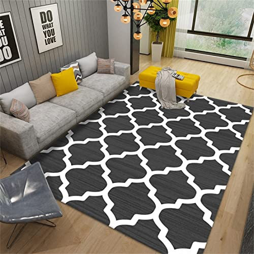 DJHWWD Teppich Angebote schwarz küche deko Wohnzimmer Einfaches Und Modernes Geometrisches 50x80cm fleckerlteppich für Balkon wasserfest