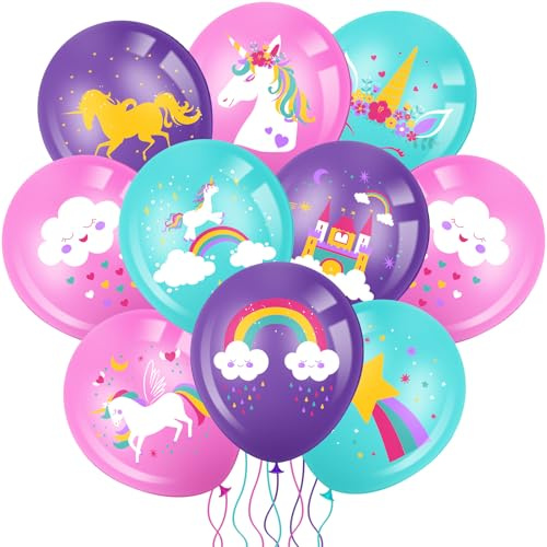 Aoriher 45 Pcs Ballons de Licorne Einhorn Party Luftballons Ballons à l'Hélium Arc-en-Ciel Pastel Einhorn Geburtstagsdeko für Kinder Geburtstag Babyparty Party Hochzeit Baby Shower Dekoration,12 Zoll