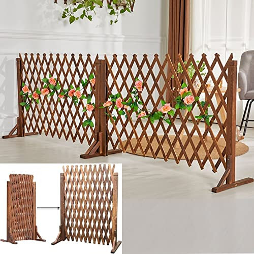 2PCS Staket Hund - Stängsel, Expanderbart Växtklättringsstaket, Teleskopiskt Klätterstaket, Utomhusskyddsstängsel, Dekorativt Trästaket, Enkel Installation, Kolfärgad (Size : 120 X 100CM)