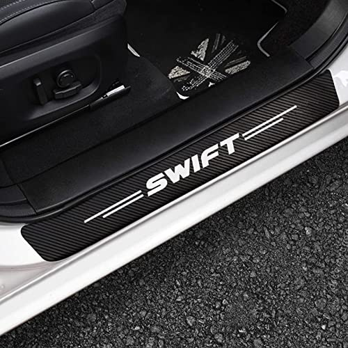 4 Pièces Protecteur De Seuil De Porte De Voiture Plinthes pour Suz-uki Swift 2022 2021 2019 2018-2014, Pédale De Bienvenue en Fibre Carbone Garde-Plaque Plaques De Protection Extérieure Autocollant