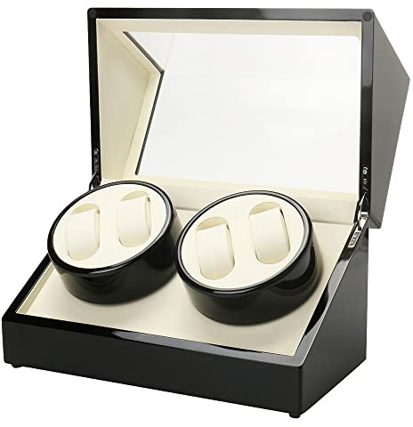 kangten Uhrenbox Uhrenbeweger 4+0 Holz Automatisch Uhrendreher Uhrenkasten Watch Winder Mover Rotation für Geschäfte Märkte