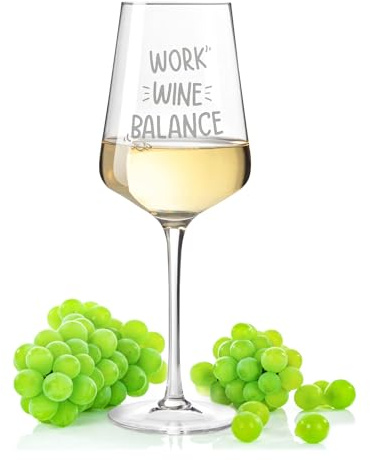 GRAVURZEILE Leonardo Puccini Weinglas mit Gravur - Work Wine Balance - Lustige Geschenke mit Spruch - Geschenk für Weinliebhaber - Geschenk für Frauen & Männer - Farbe: Puccini