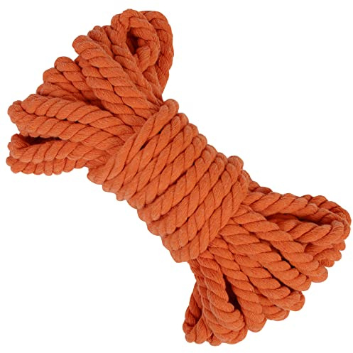 LEREATI Makramee Garn 8mm x 10m Baumwollseil Dicke Baumwollkordel Baumwollgarn, Macrame Cord Geflochten für DIY Handwerk, Basteln, Makramee Wandbehang, Vorhang, Hängepflanze (Orange)