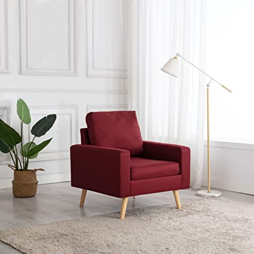 ZQQLVOO Sessel Weinrot Stoff, Loungesessel, Fernsehsessel Relaxsessel, Schreibtischstuhl, Stuhl für Schlafzimmer, Wohnzimmer, Arbeitszimmer, Büro