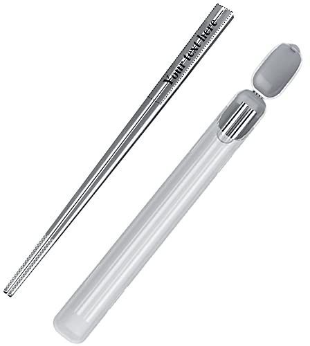Custom Personalized 304 Stainless Steel Chopsticks 316 Pure Titanium Japanese Food Grade Reusable with Gift Box (Stainless Steel)