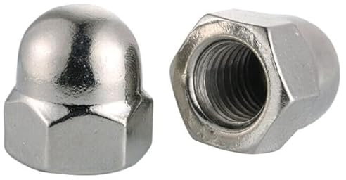 304 Edelstahl Nylon Messing Hutmutter Sechskantkappe Metrisch Hutmutter Schwarz Weiß Vernickelter Stahl M3M4M5M6M8M10M12 50 Stück-M16 (2 Stück), Edelstahl 304