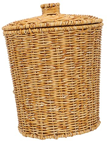 Alipis Panier Rond Tissé Imitation Rotin Avec Couvercle Panier De Rangement Décoratif Pour Salle De Bain Et Salon Capacité Spacieuse Résistant Et Polyvalent Pour Chambre Et Cuisine
