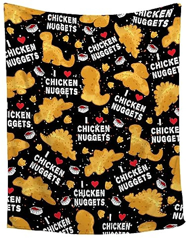Lynnezilla Chicken Nuggets Blanket - Ultra Soft Dino Nugget Flannel Blanket for Kids - Funny Food Blanket Home Decor for Bed Couch Living Room - Novelty Gift for Boys Girls,40x50 for Kids