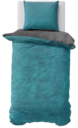 Visaggio Winter Bettwäsche 135x200 cm Teddy Plüsch Premium Cashmere Touch Warme Uni Fleece Wendebettwäsche Petrol Anthrazit