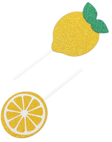 VILLFUL 24pcs Lemon Theme Cupcake Toppers Fun Decorations for Birthday Parties Easy to Insert for Fruit Themed Celebrations Bright and Attractive Cake Inserts