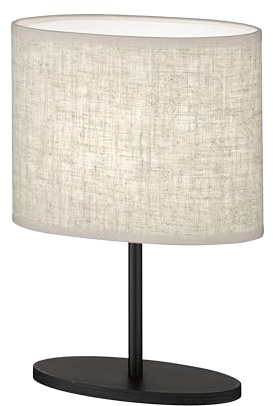 Fischer & Honsel Tischleuchte Modena | sandschwarz matt| Stoffschirm sandfarben Leinen| L: 20 cm, B: 10 cm, H: 27 cm, D: 14 cm| mit Schnurschalter| 1x E14 max. 25 W ohne Leuchtmittel