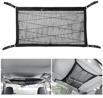 JNNJ Reds Almacenaje Coche Red Techo Furgoneta, Reds Almacenamiento Universal Techo Coche, Red Almacenamiento Universal Ajustable, Red De Equipaje Techos Furgoneta Camper Techo Automóvil(90×65cm)