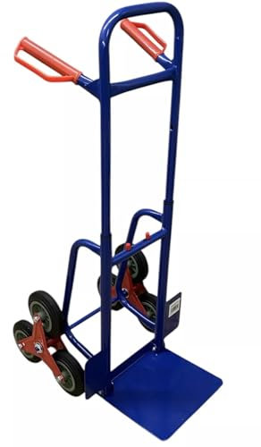 KOVA® Treppensteiger Klappbar, max. 200 kg, Sackkarre, Pulverbeschichtet Blau Ideal für Treppe Logistik Transport Flexibel lagerbar Höhenverstellbar 6X Vollgummi Reifen - Klappbare Treppensackkarre