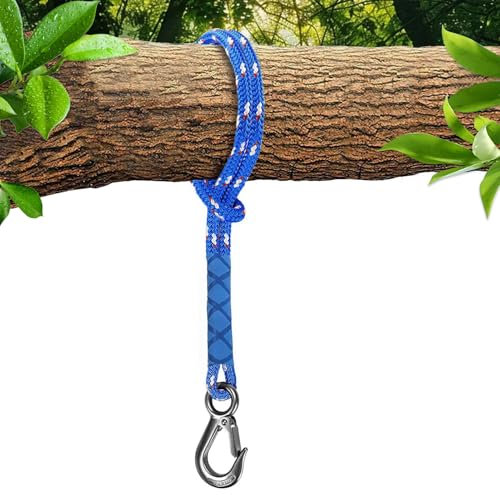 Hengrongshen Schaukel Befestigung Seil, 100cm Hängematte Befestigung Aufhängung Seil Hängesessel Balkenbefestigung mit Karabiner für Outdoor Baumschaukel Spielplatz, 2500lbs,10mm Durchmesser, Blau