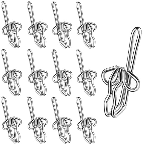 Curtains Hooks 50 Pcs Metal Curtain Hooks,Heavy Duty Curtain Hooks,Metal Curtain Header Tape Drapery Hooks Chrome Silver Rust Resistant.