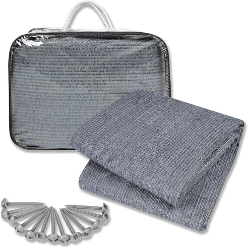 Froadp HDPE campingmattor utomhus markismatta husbil förtältmatta med aluminiumhål spikar och bärväska tvättbar tältgolv matta halkfri golvpresenning, tältunderlag 250 x 250 cm