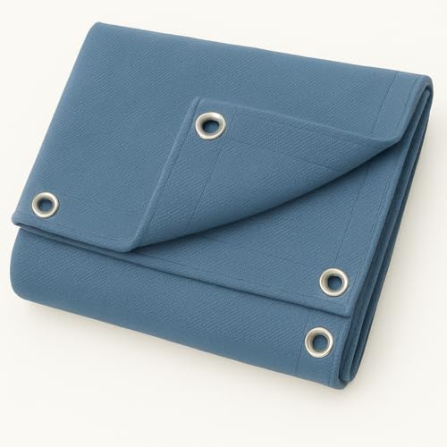 Eco Green Canvas Heavy Duty Tarpaulin Cover for Boat Canopy and Log Store, Waterproof, Large and Durable Roofing Sheets Duck Fabric 18Oz Boat Basha Cover (Blue, 6 x 10 ft)