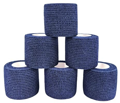 COMOmed Self Adherent Cohesive Bandage 2x5 Yards First Aid Bandages Stretch Sport Athletic Wrap Vet Tape for Wrist Ankle Sprain and Swelling,Navy Blue(6 Rolls)