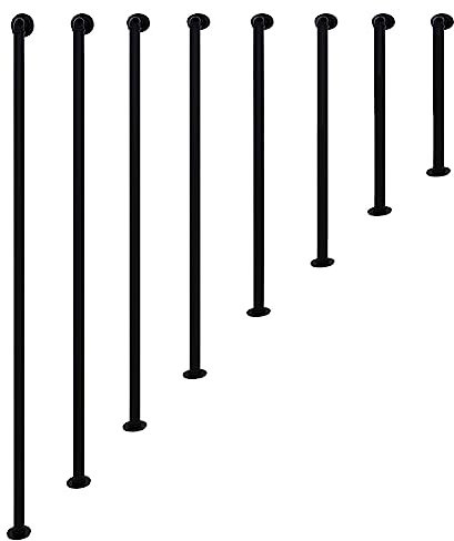 Corrimano per scale in stile semplice e moderno, ringhiera in ferro battuto, montaggio laterale, a forma di L, per garage, portico, giardino, decorazione (dimensioni: 100 cm)