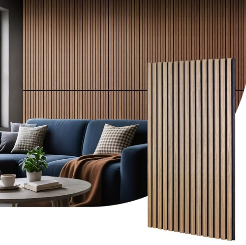 Panneaux muraux en bois - Panneaux acoustiques 3D - Lattes en bois - Panneaux muraux 3D pour le mur - Panneaux muraux en bois pour la décoration murale (noyer noir)