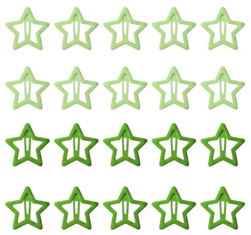JchEnye 20 - Stück Set Y2K - Stil Grüner Stern - Haarspangen mit Pailletten - 3 cm Pentagramm - Haarspangen, Perfekt für Frauen und Mädchen