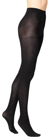 Goldenpoint Donna Collant Fantasia Jacquard Rombi con Cinturino Anatomico e Tassello Igienico Made in Italy Taglia M Colore Nero