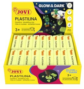 Jovi - Plastilina che si illumina al buio, confezione da 18 pastiglie da 50 grammi, colore FOSFORESCENTE (Glow in The Dark), senza glutine (70/18G)