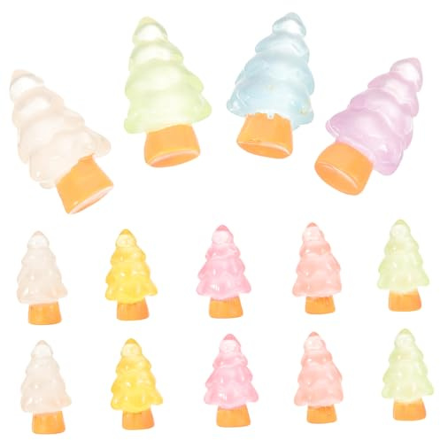 SUPVOX 16piezas Mini Árboles Luminosos de Resina para Árbol de Navidad Decoración de Escritorio para Fiesta de Adorno Navideño