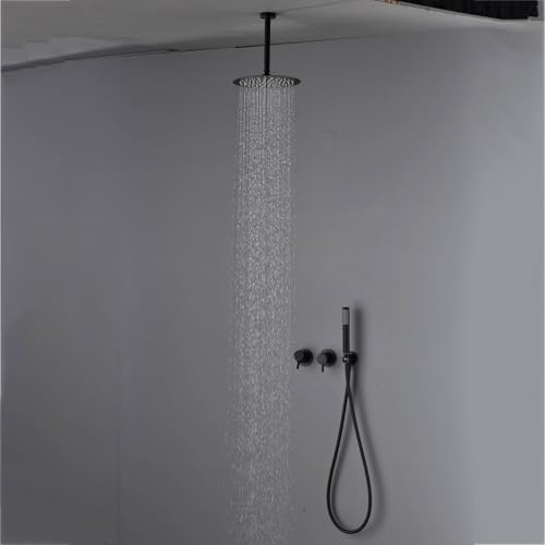 BiaoTeng Set Ducha Empotrado Pared agua Fría y Caliente Laton Alcachofa de Ducha Empotrada Techo Negro