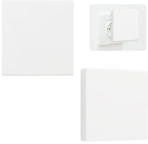 UFURMATE Blindabdeckung, Wandplatte, 90 x 94 mm, schraubenlos, einrastbar, Kunststoff, Wandlochabdeckung, 1-fach, blanko, unbenutzte Geräteausgangsabdeckung (weiß/erhöht), 2 Stück