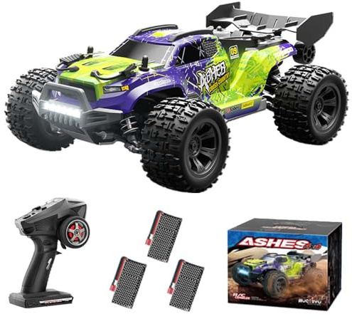 Teeggi Fjärrstyrd bil, 40 km/h, 1/18 RC hög hastighet, offroad drift, racerbil, 2,4 G kolborste motor, 4WD Off Road Race Buggy för vuxna, 3 batterier, 16801 (grön)