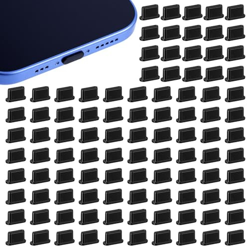 Aysatogc 50Pcs USB Type C Dust Plug, Type C Anti Dust Cap Cover Type-C Charging Port Plug Cover Charging Port Protector Cap Compatible with All USB Type-C Ports (Black)