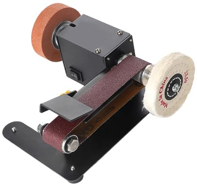 Bewinner Mini Lijadora de Banda, Lijadora Eléctrica de 250 W con Ajuste de 7 Velocidades y ángulo Ajustable, para Bricolaje, Carpintería, Metal, Acrílico, Fabricación de Cuchillos, (BLACK #-2)