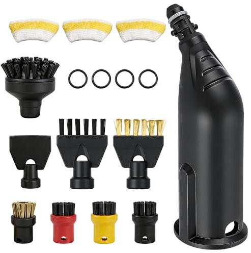 Wxeadu 16 Piezas Accesorios para Limpiador de Vapor Kärcher SC1 SC2 SC3 SC4 SC5, Boquilla Alargada, Cepillo Redondo, Cepillo para Hendiduras, Rascador, Sello, Paños de Microfibra