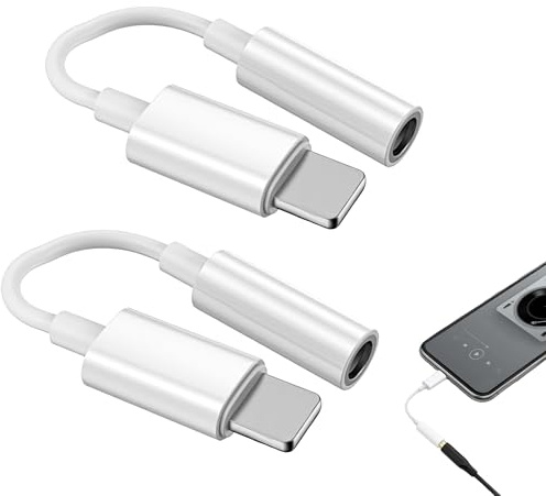 Bansusu 2Pcs Lightning To 3.5 mm Headphone Jack Adapter White | Lightning To Headphone Jack for Headphones Aux Audio Converter Adapter Dongle for iPhone 14/13/12/11 Pro/XR/X Etc
