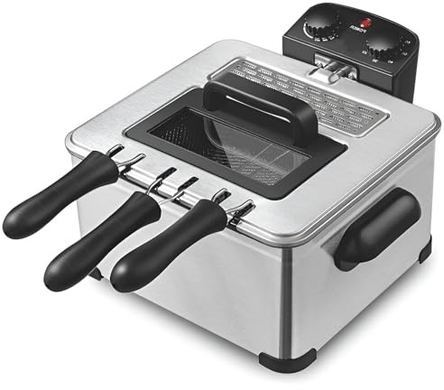 Friggitrice Professionale Da 5 Litri In Acciaio Inossidabile Con Timer E Cestello, Temperatura Regolabile, Per Attività Di Ristorazione, Bar E Catering