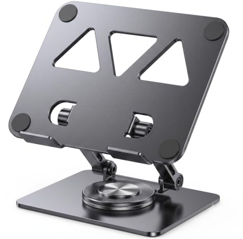 Kebuye Tablet Stand for Desk - 360° Rotating Metal iPad Holder Foldable