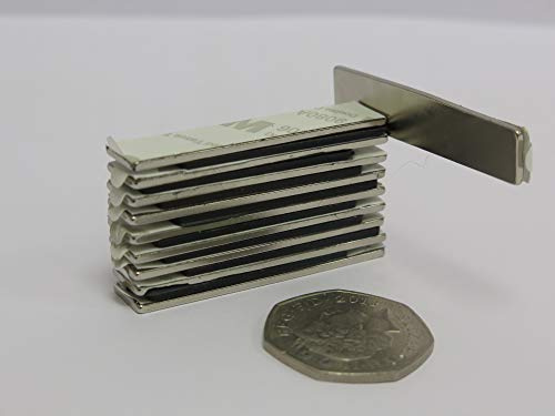 10 Very Strong Neodymium Block Bar Magnets Self Adhesive L50xW10xThickness 1.5mm