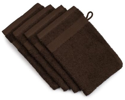 Gözze - New York Waschhandschuh, 4er Set, Weich und saugfähig, 100% Baumwolle, 17 x 24 cm - Mocca