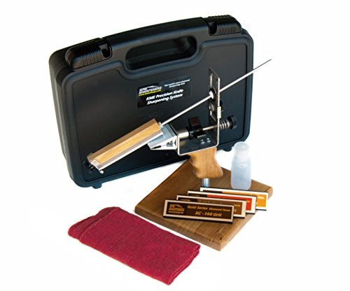 KME sistema de afilador de cuchillo de precisión con 4 oro serie Diamond Hones – incluye base de