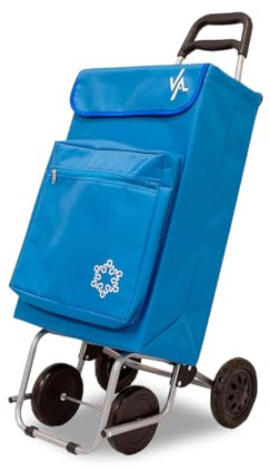 Amig - Kundvagn med 4 hjul - Utvändig frysficka - Maxlast 15 kg - 48 liters kapacitet - 22x40x106 cm - Blå