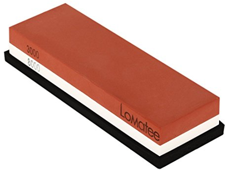 LOMATEE Wetzstein Schleifstein 3000 / 8000# Doppelseitiger Abziehstein mit Rutschfesten Halter aus Silikon