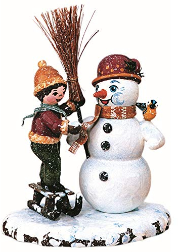 Kleine Figuren & Miniaturen Winterkinder Junge mit Schneemann - 11cm - Hubrig Volkskunst
