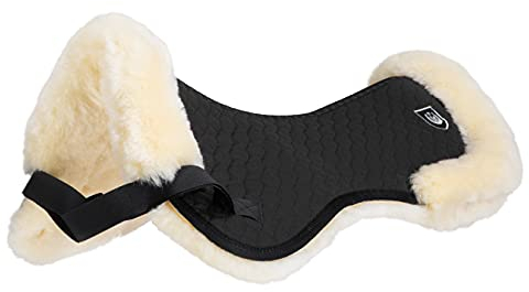 Werner Christ ® Sattelkissen/Sattelpad Rand Standard Sattelunterlage aus echtem Lammfell, komfortable, wärmend Lammfellunterlage mit Fell-Rand, schwarz, Gr.: Warmblut