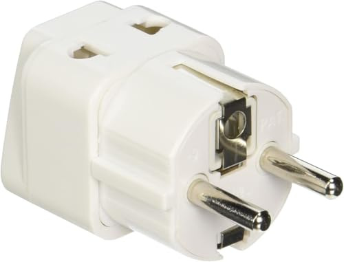 Ckitze Europe Germany, France, Russia Travel Grounded Schuko Universal 2 Inputs USA Power Plug Adapter - Type E/F - CE Certified for Mobile Cell Phone, Laptop, Tablet Chargers and More