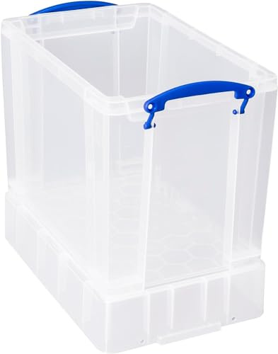 Really Useful Plastic Storage Box 19 Litre with XL Lid Clear - Secure, Transparent, and Stackable Storage Solution for 12 Files (?39.5 x 33 x 25.5 cm)
